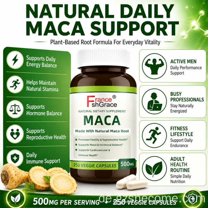 Premium Shecome Maca-Wurzel-Ergänzung fördert die Fruchtbarkeit